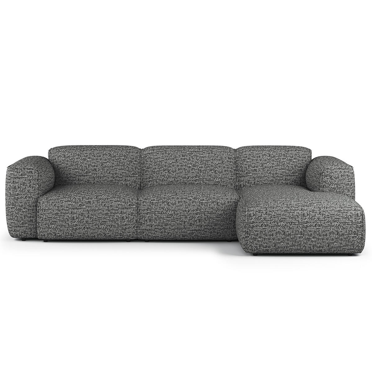 3-SITZER ECKSOFA mit Longchair - Schwarz/Grau, Kunststoff/Textil (284/173cm) - home24