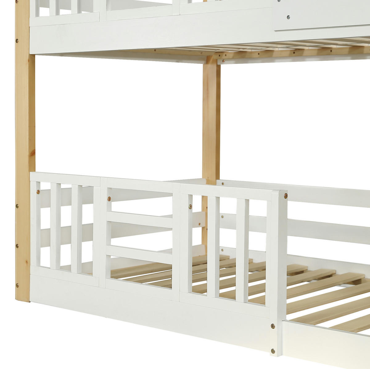 ETAGENBETT 95/200 cm Weiß/Natur aus Kiefer und MDF mit Treppenschrank - Weiß, Holz (90/200cm) - OKWISH