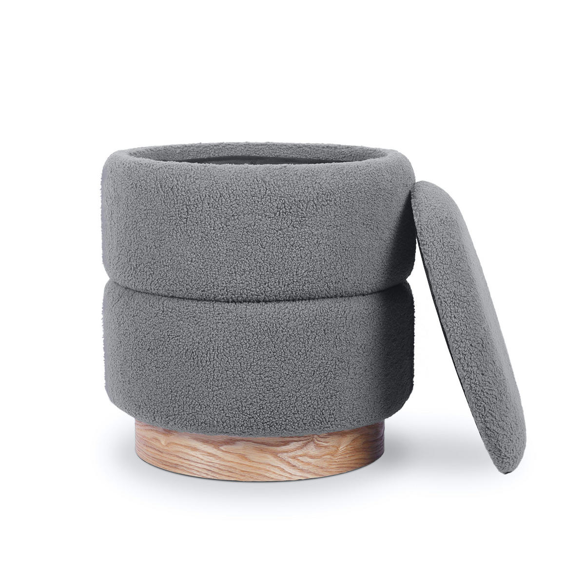 TRUHENHOCKER Roméo aus grauem Frotteestoff - Grau, Holzwerkstoff/Textil (37/42/37cm) - Sicaan