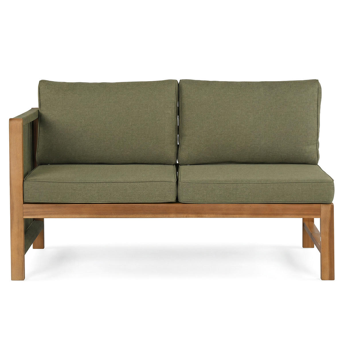 LOUNGESET - 3-teilig - Akazie massiv / Polyester - Olivgrün, Holz/Textil - home24