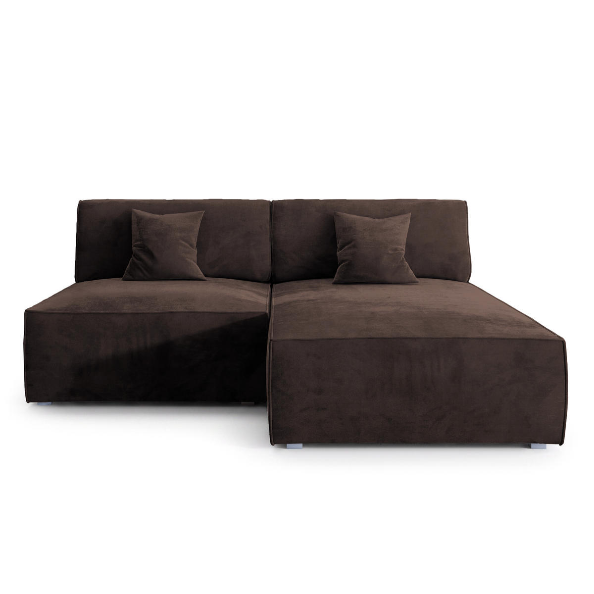 ROHOVÁ SEDAČKA FIORO hnědá - šedá/hnědá, dřevo/textil (204/148cm) - MASSENO