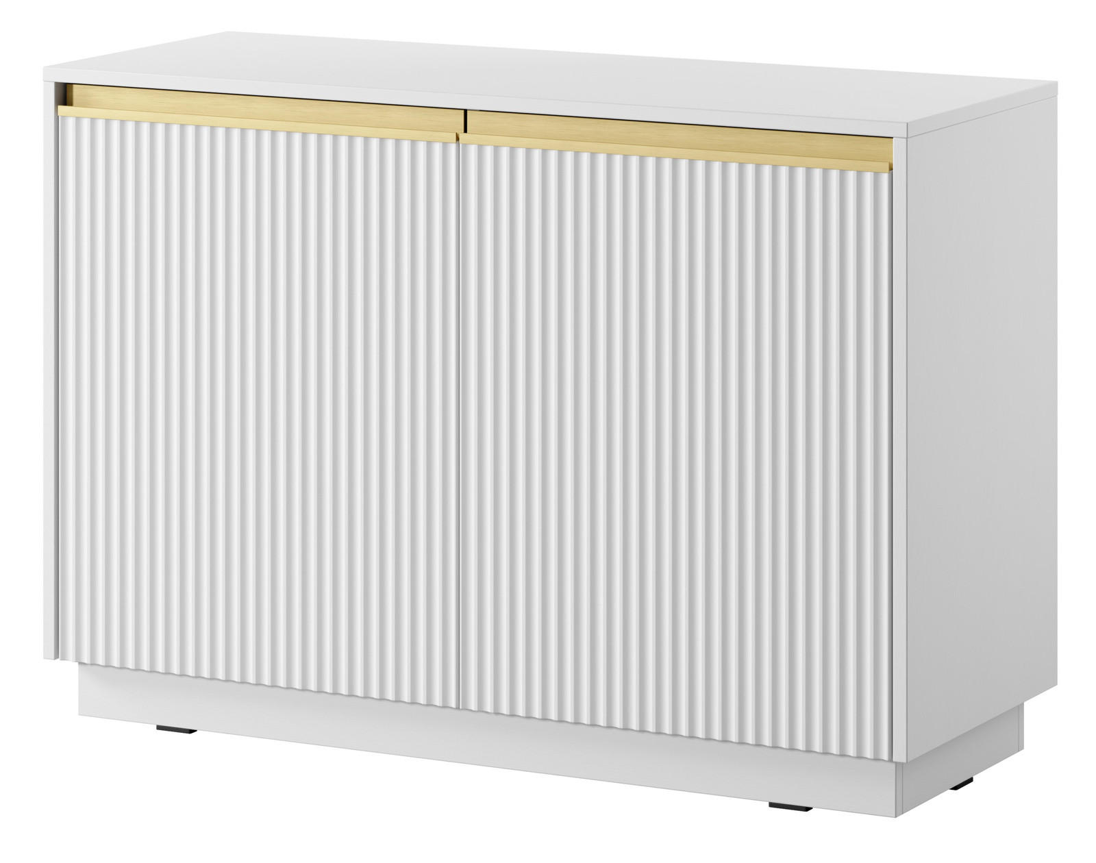 KOMMODE Loren 104 cm mit zwei Türen und geriffelten Fronten in Weiß - Goldfarben/Weiß, Holzwerkstoff/Metall (104/72/39cm) - Ravio