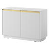 KOMMODE Loren 104 cm mit zwei Türen und geriffelten Fronten in Weiß - Goldfarben/Weiß, Holzwerkstoff/Metall (104/72/39cm) - Ravio