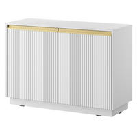 KOMMODE Loren 104 cm mit zwei Türen und geriffelten Fronten in Weiß - Goldfarben/Weiß, Holzwerkstoff/Metall (104/72/39cm) - Ravio