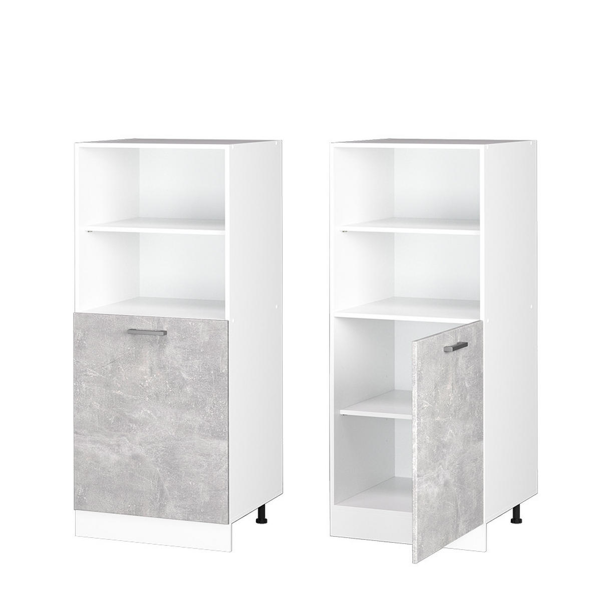 HOCHSCHRANK R-Line Beton 60 cm mit offenen Regalen, und Tür - Schieferfarben/Weiß, Holzwerkstoff (60/143/57.2cm) - Vicco