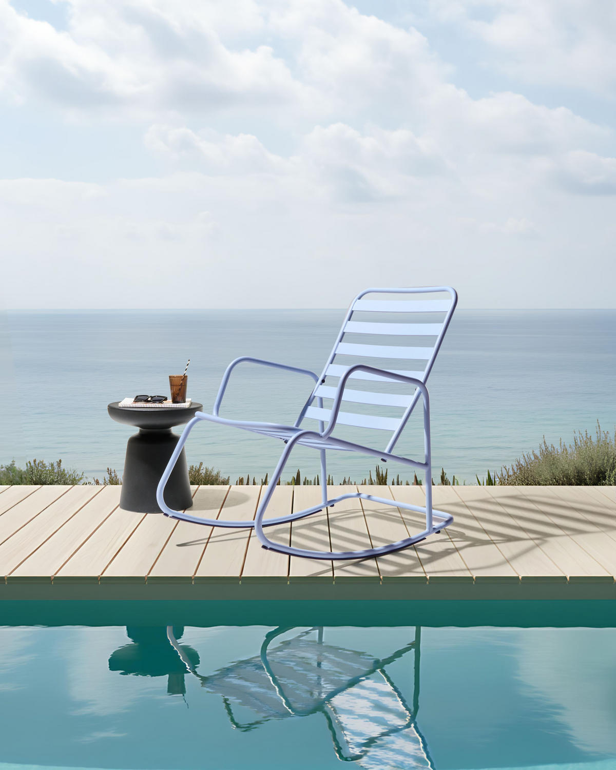 GARTEN-SCHAUKELSTUHL Hellblau Turi - Blau, Metall (66/92/96cm) - Beliani