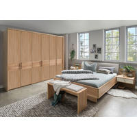 SCHLAFZIMMER Lenvara in Eiche 4 teilig mit Drehtürenschrank ohne Spiegel, Passepartout, zwei Nachttische und Komfortbett - Braun, Holzwerkstoff (80/200/120cm)