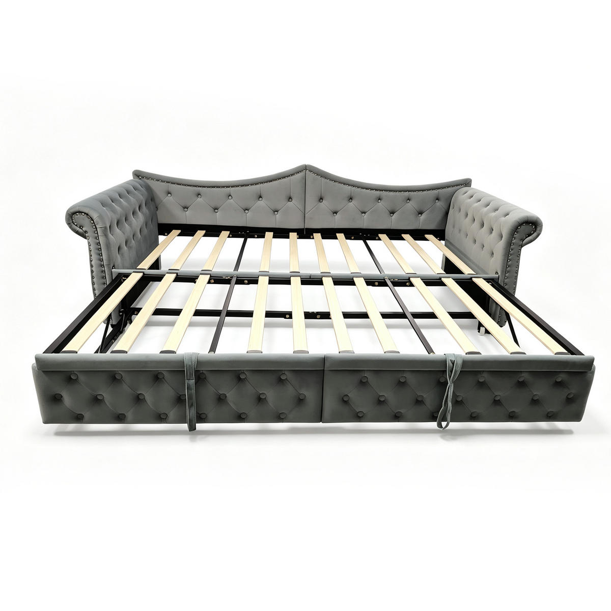 AUSZIEHBETT 90/180/200 cm mit USB und LED, DE-41723, in Grau - Grau, Metall (90/200cm) - ComfortXL