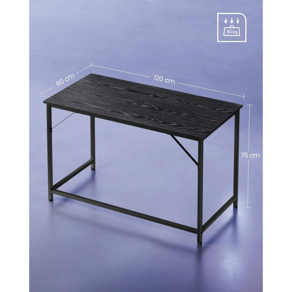 SCHREIBTISCH KUWAIT CITY - Schwarz, Holzwerkstoff (60/120/76cm) - Hansiro