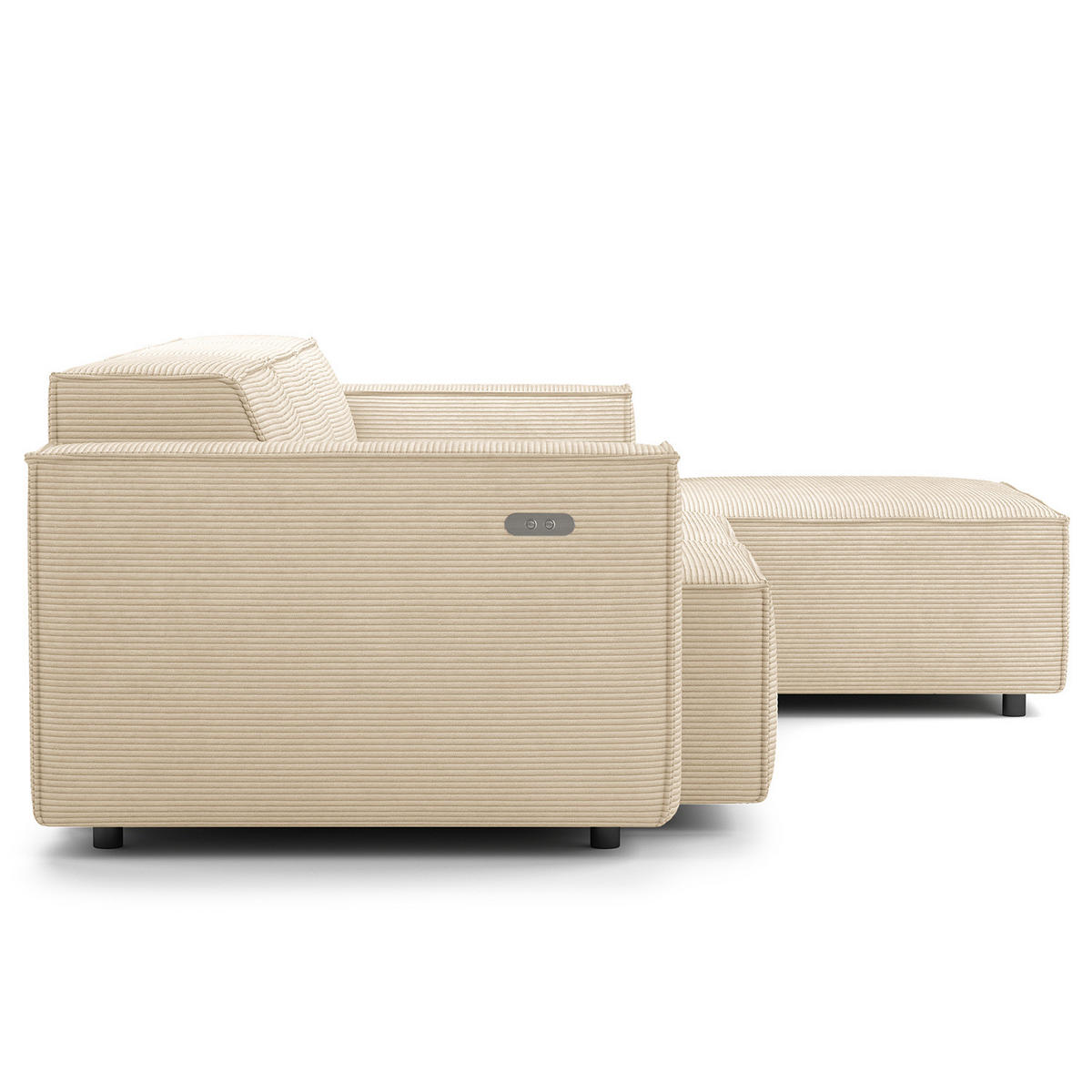 ECKSOFA mit Longchair - Beige/Schwarz, Kunststoff/Textil (260/177cm) - home24