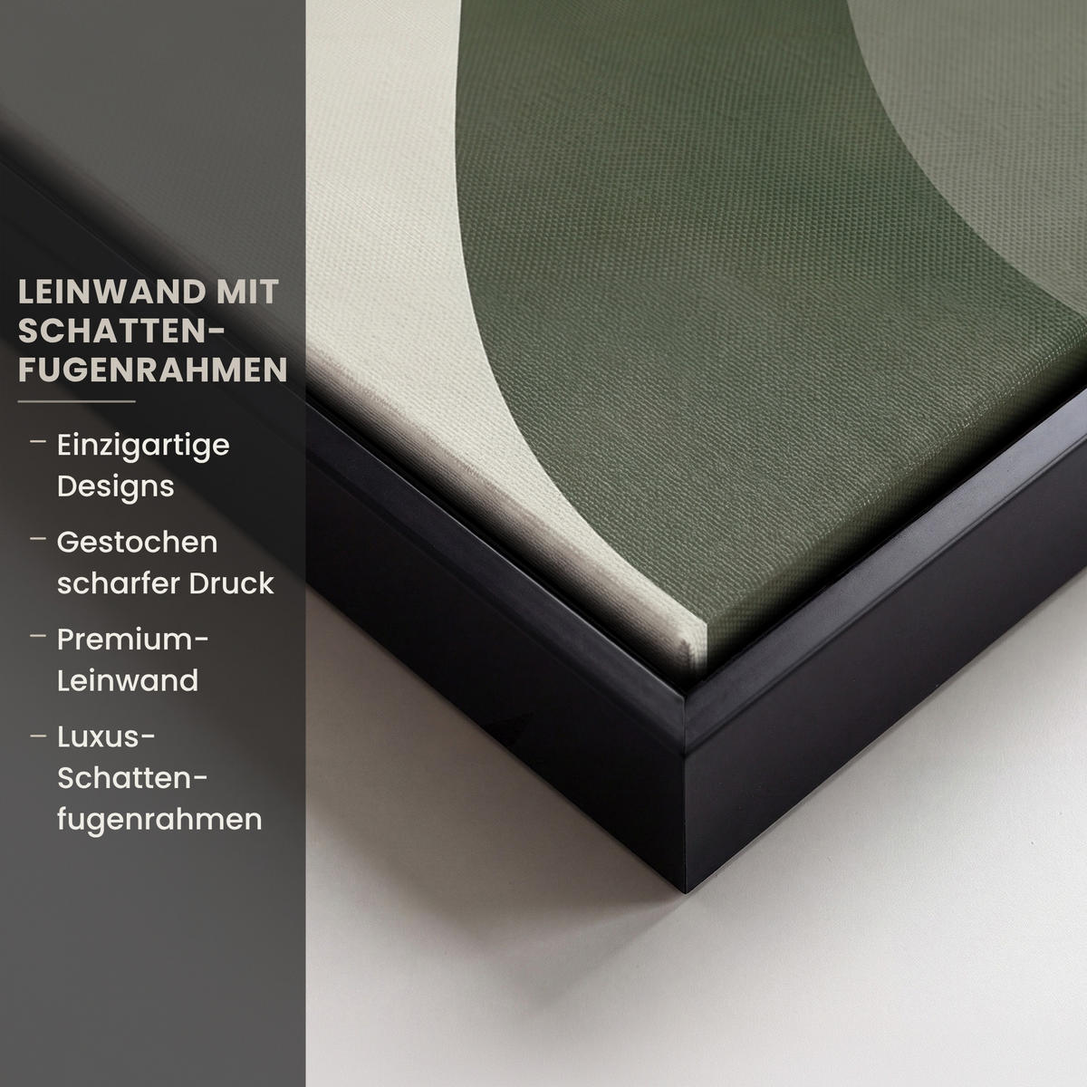 LEINWAND Bilder mit Rahmen - Japandi - Grün - Abstrakt - Modern - 20x30 - Salbeigrün, Textil (20/30cm) - MuchoWow