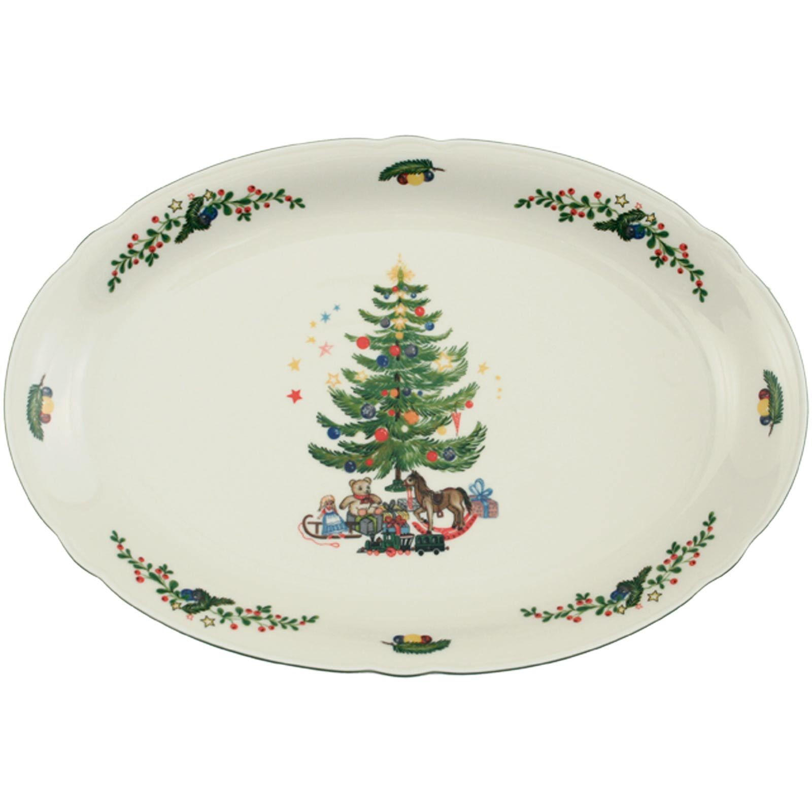 SERVIERPLATTE Marieluise Weihnachten weiß-grün 34,1 x 26,3 cm - Weiß/Grün, Keramik (26.3/3.5/34.1cm) - Seltmann Weiden