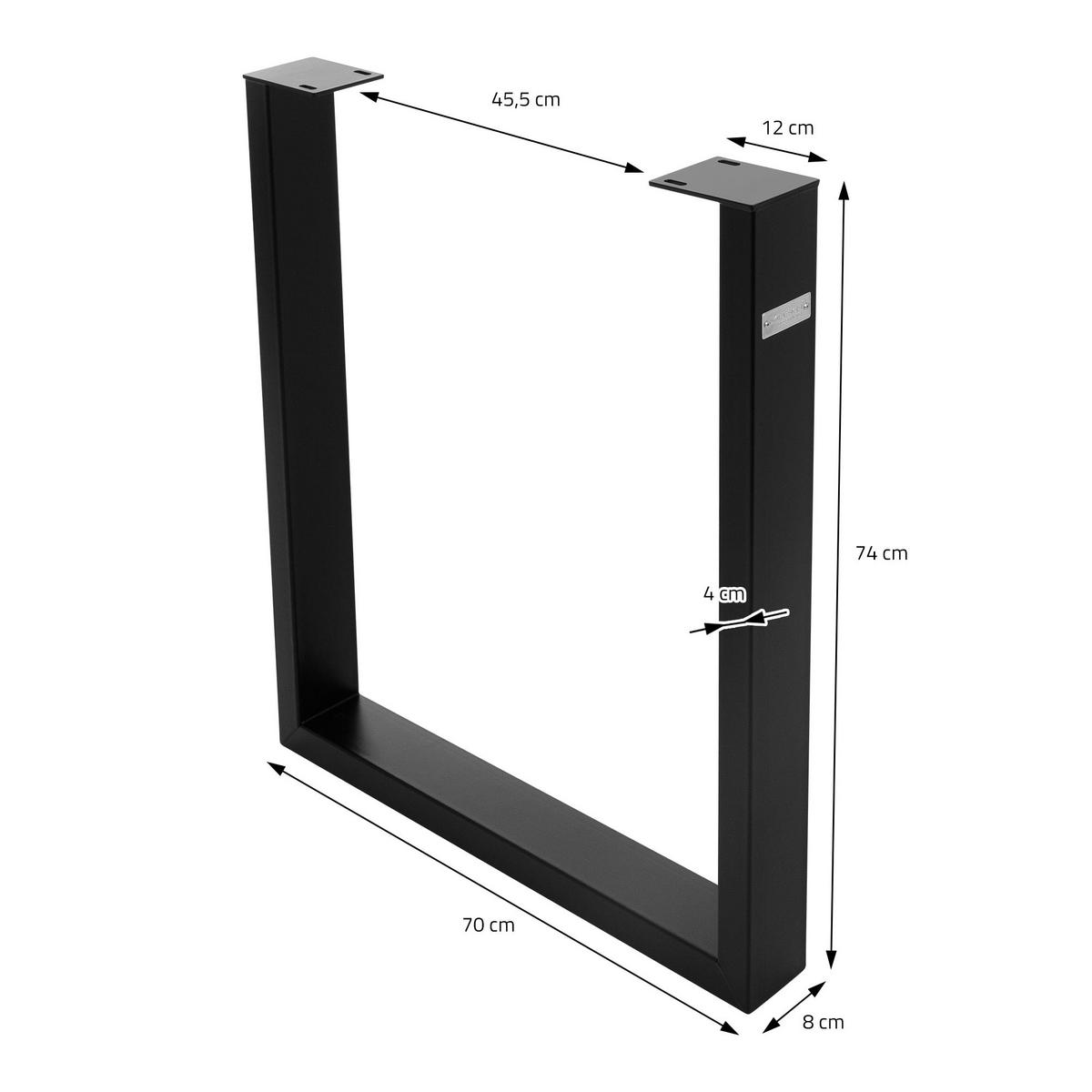 TISCHBEINE 2er Set U-Form 70x74 cm Schwarz - Schwarz, Metall (8/74/70cm) - ML-DESIGN