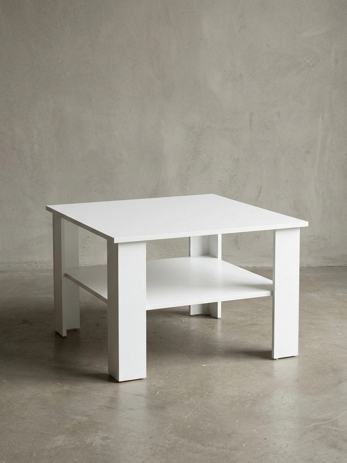 COUCHTISCH NIDDA aus Sonoma Eiche, kratzfest und Ablagefläche, Weiß 60x60x42 cm - Weiß, Holz (60/60/42cm) - KADIMA DESIGN