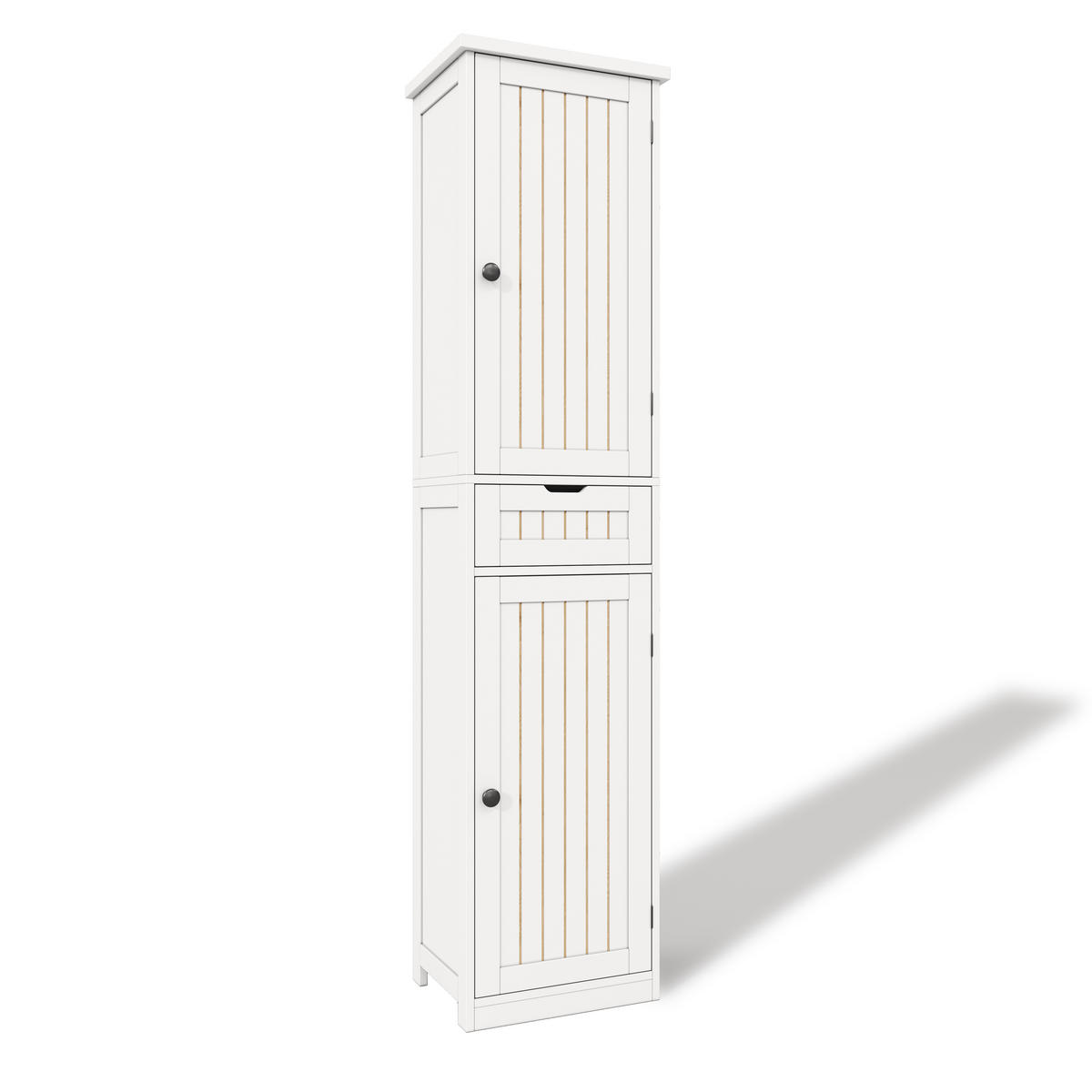 GESCHIRRSCHRANK 170 cm MDF Weiß mit 2 Türen und Retro-Gitterdesign - Weiß, Holzwerkstoff (30/170/40cm) - Korfee