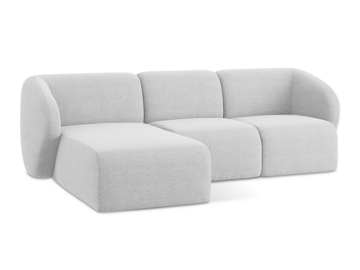 ECKSOFA Links Bouclé Stoff Grau - Silberfarben/Schwarz, Holzwerkstoff/Kunststoff (248/166cm) - Makamii