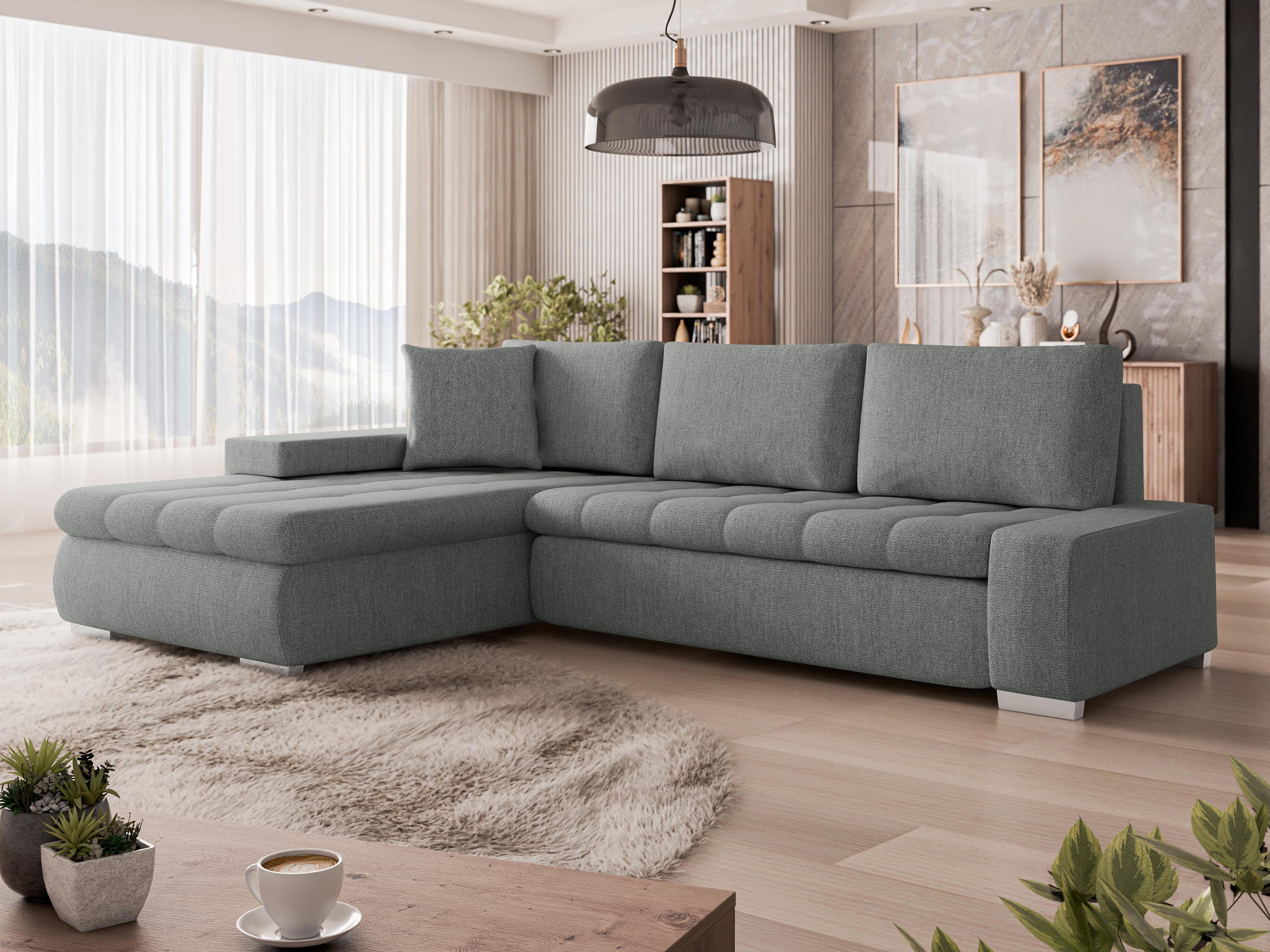 ECKSOFA Orkan Mini - Alufarben, Holz/Textil (265/185cm) - MIRJAN24
