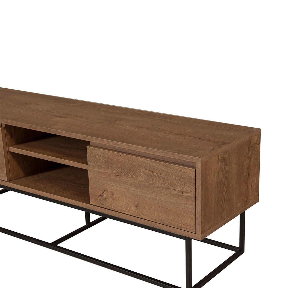 TV-MÖBEL mit 2 Fächern und 2 Schubladen, Nussbaum-Dekor, Länge 140 cm - Rodez - Nussbaumfarben, Holzwerkstoff (40/50/140cm) - Calicosy