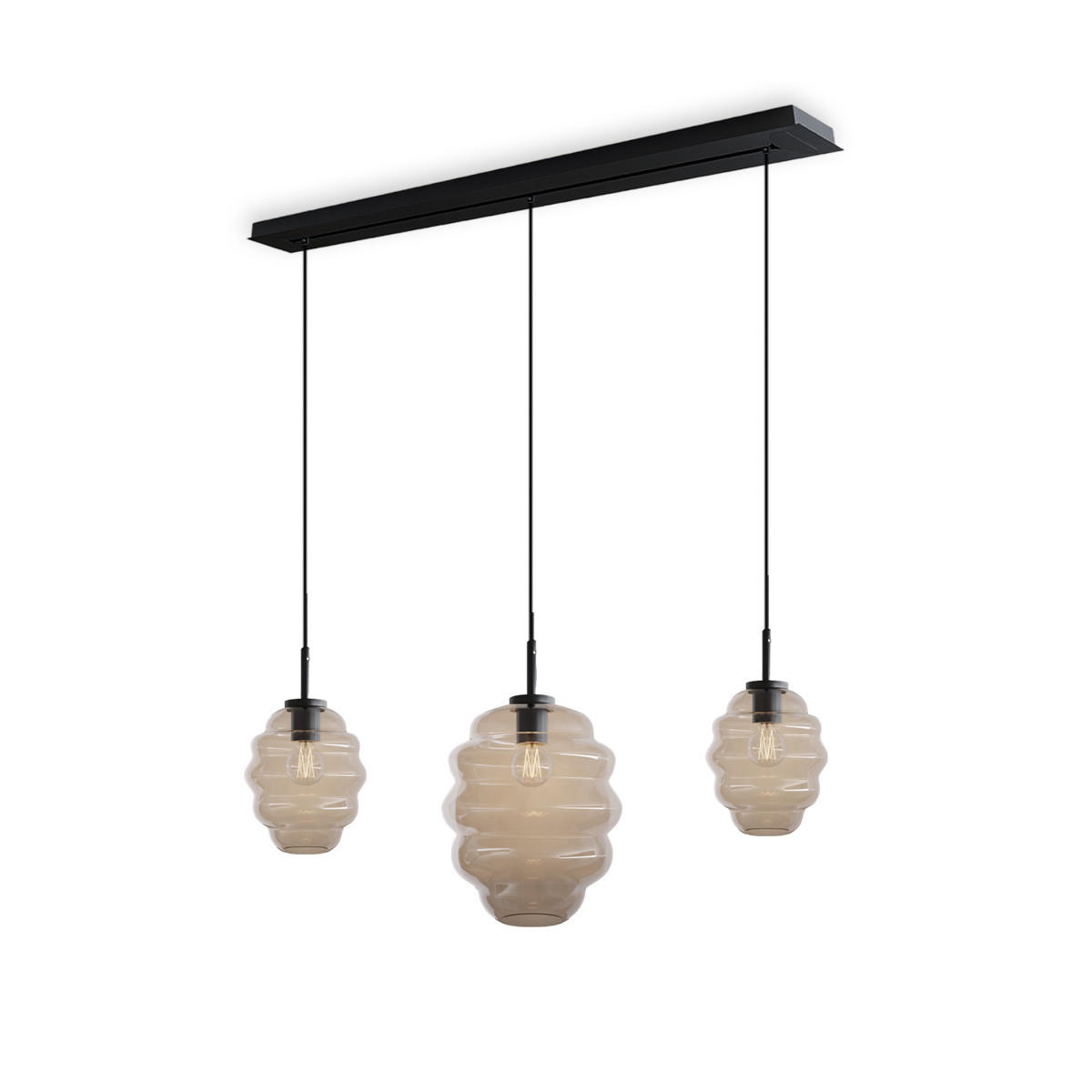 HÄNGELEUCHTE Echos 3-flammig Klar Ø 18/25cm - Klar/Schwarz, Glas (18/18/20cm) - s.luce