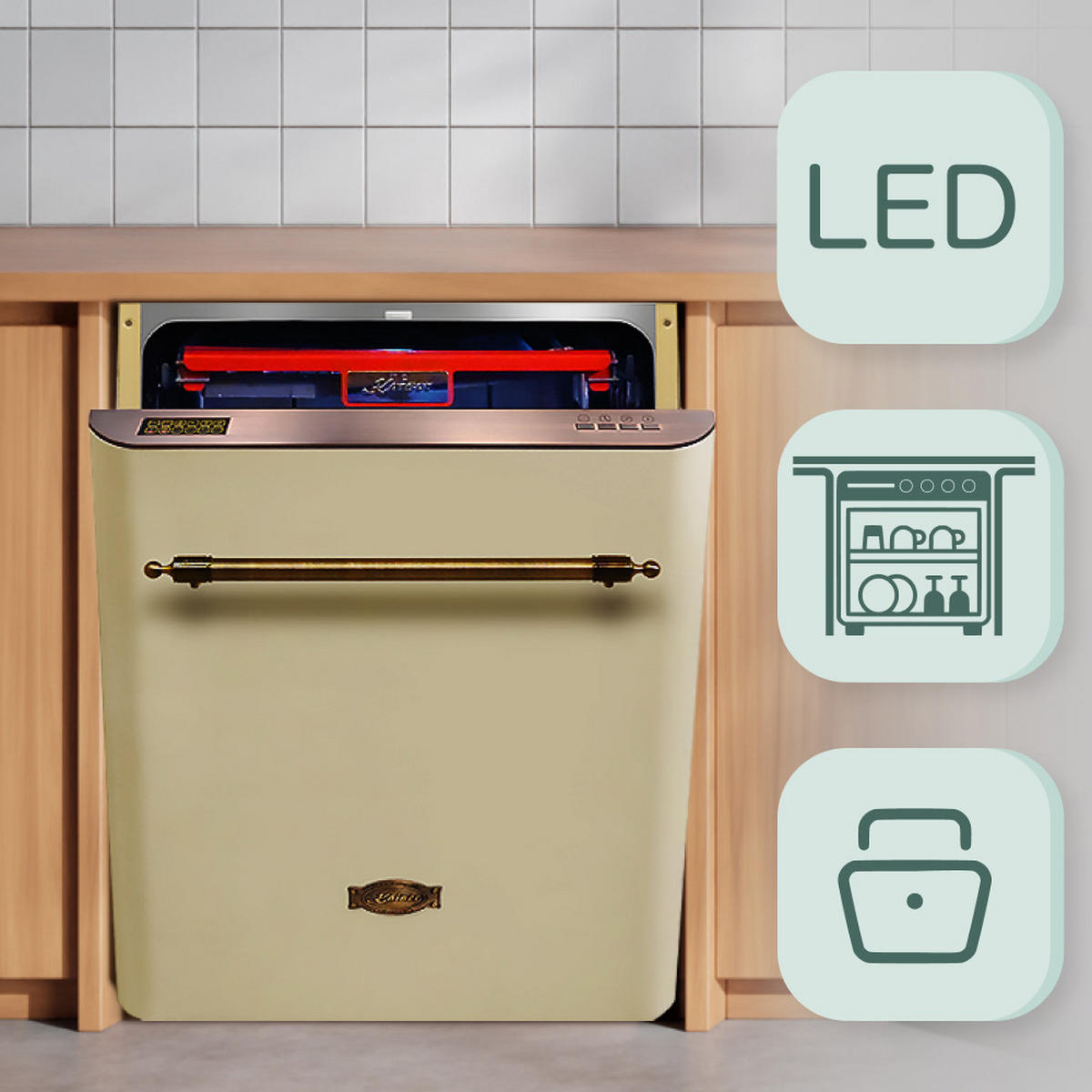 EINBAU-SPÜLMASCHINE S 60 U 88 XL ElfEm, Creme, 60 cm - Creme, Metall (59.8/81.5/62cm) - Kaiser Küchengeräte