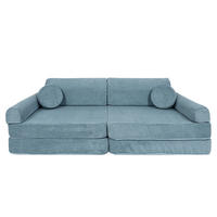 KINDERSOFA, Slimcord, Türkis - Türkis, Textil (160/24/80cm) - MeowBaby