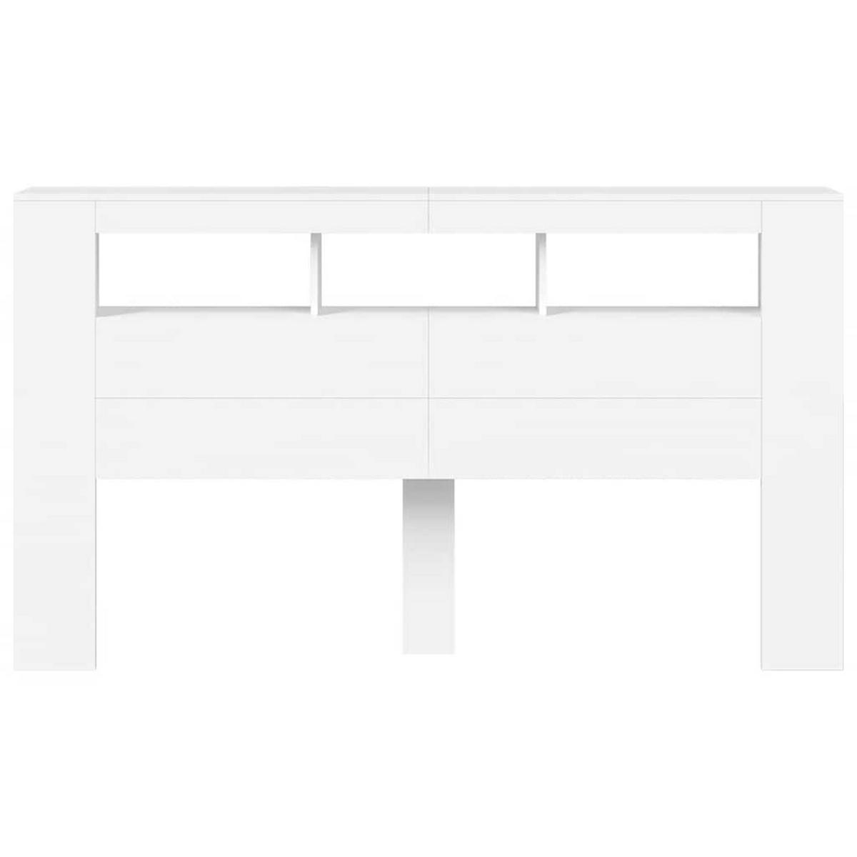 KOPFTEIL mit LED und Ablagen, 180/18,5/103,5 cm, aus Holzwerkstoff, in Weiß - Weiß, Holz (18.5/103.5/180cm) - vidaXL