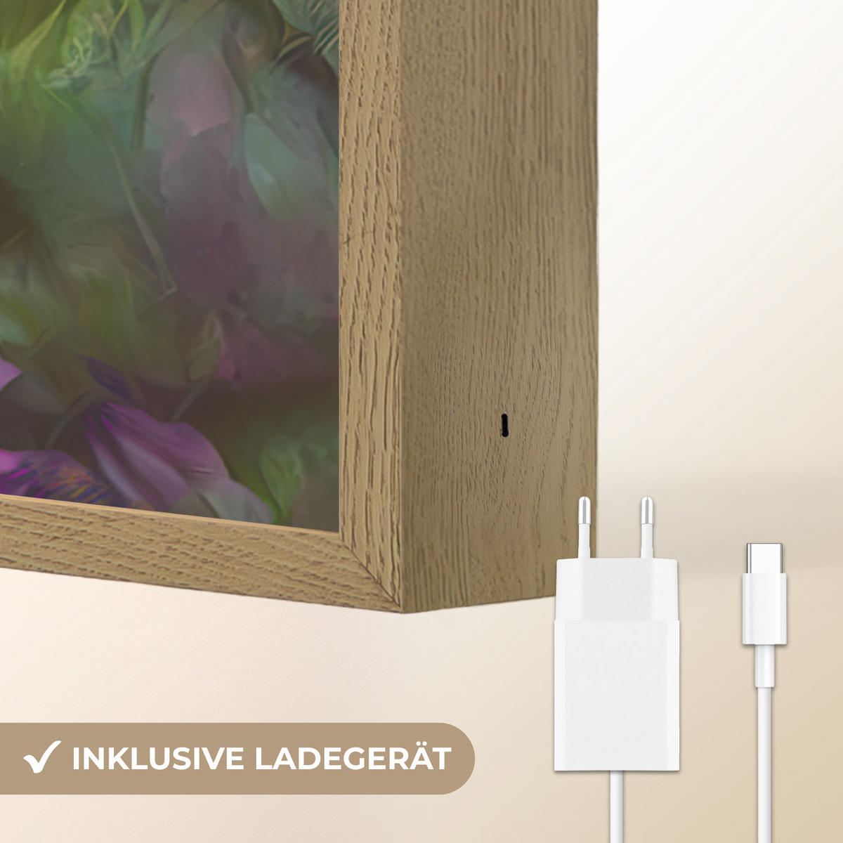 NÁSTĚNNÁ LAMPA S AKUMULÁTOREM Štěně - Slunce - Květiny - Příroda - Border kolie - Pes 90x60 cm - fialová, kompozitní dřevo (90/60/8cm) - OnlyWow