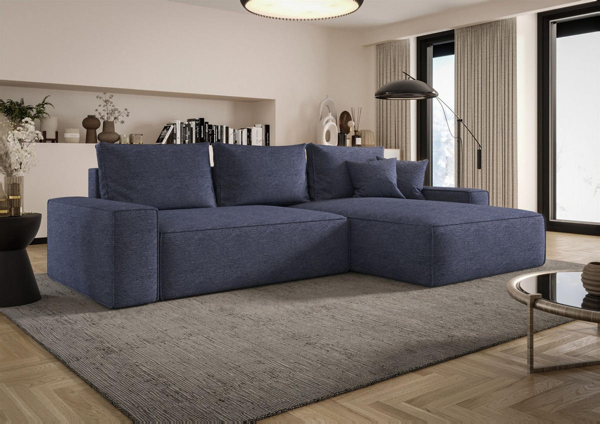 ECKSOFA Walken Mit Schlaffunktion - Blau, Holzwerkstoff/Textil (280/185cm) - Fun Möbel