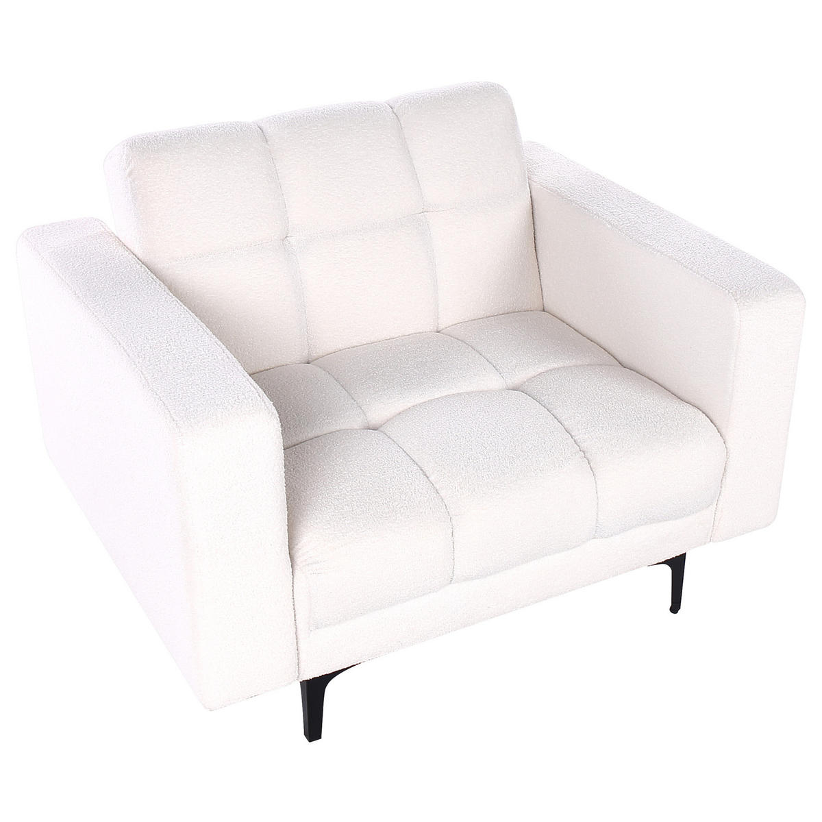 SESSEL Bouclé Weiß Alnes - Weiß, Textil (110/77/89cm) - Beliani