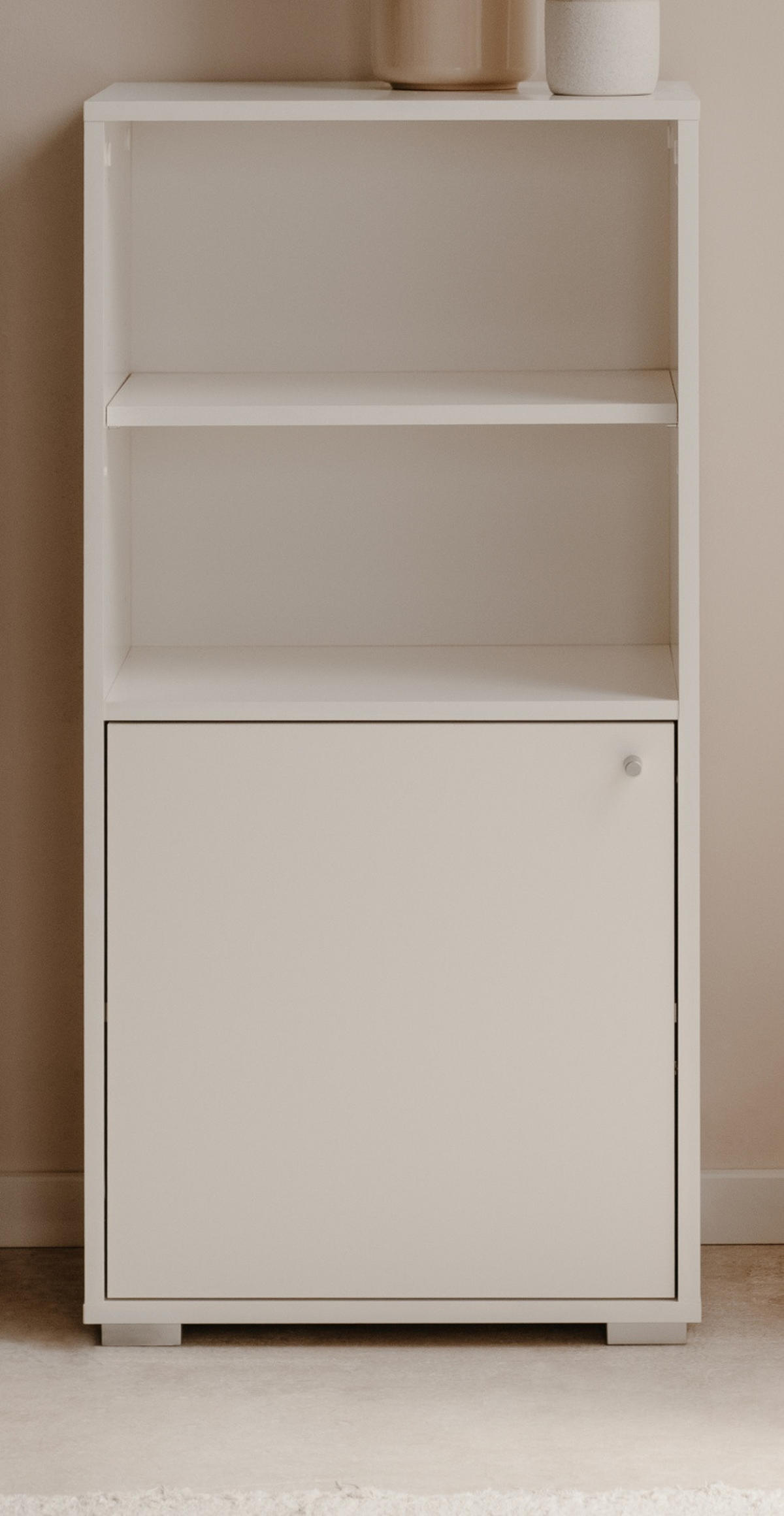 REGAL weiß 46 x 97 cm, Standregal mit 4 Fächern - Silberfarben/Weiß, Holzwerkstoff/Kunststoff (46/96.5/33.5cm) - Furn.Design