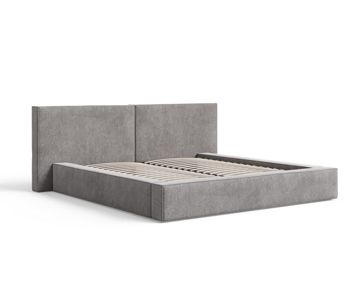 POLSTERBETT 06 140x200 cm – Tresor - Bett mit Bettkasten, Metall-Lattenrost - Grau, Holz (140/200cm) - ROYAL24_MARKT