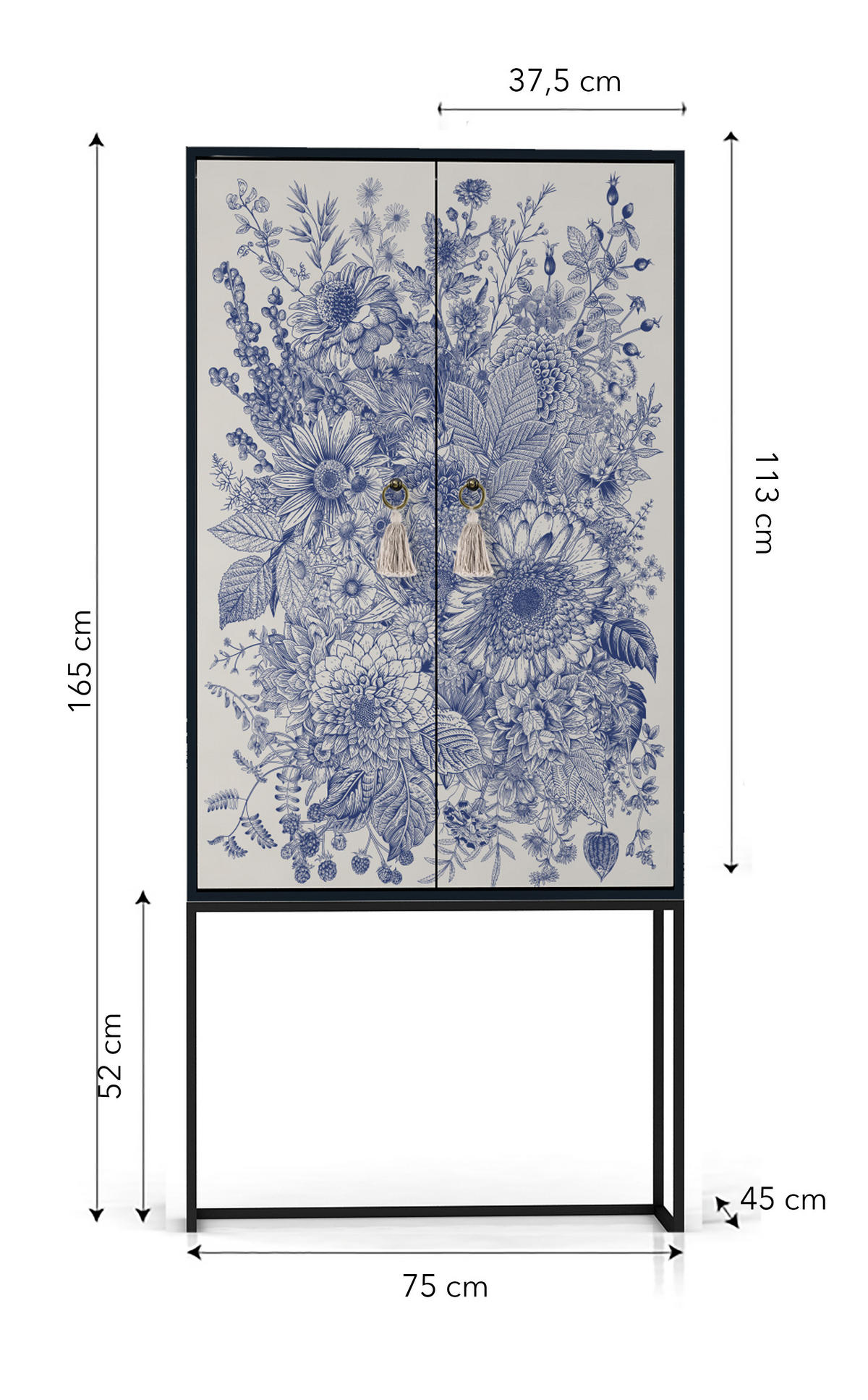 SCHRANK-SIDEBOARD aus MDF mit Blumenmuster ALVA NILO - Multicolor, Holzwerkstoff (75/165/45cm) - RNT By Really Nice Things