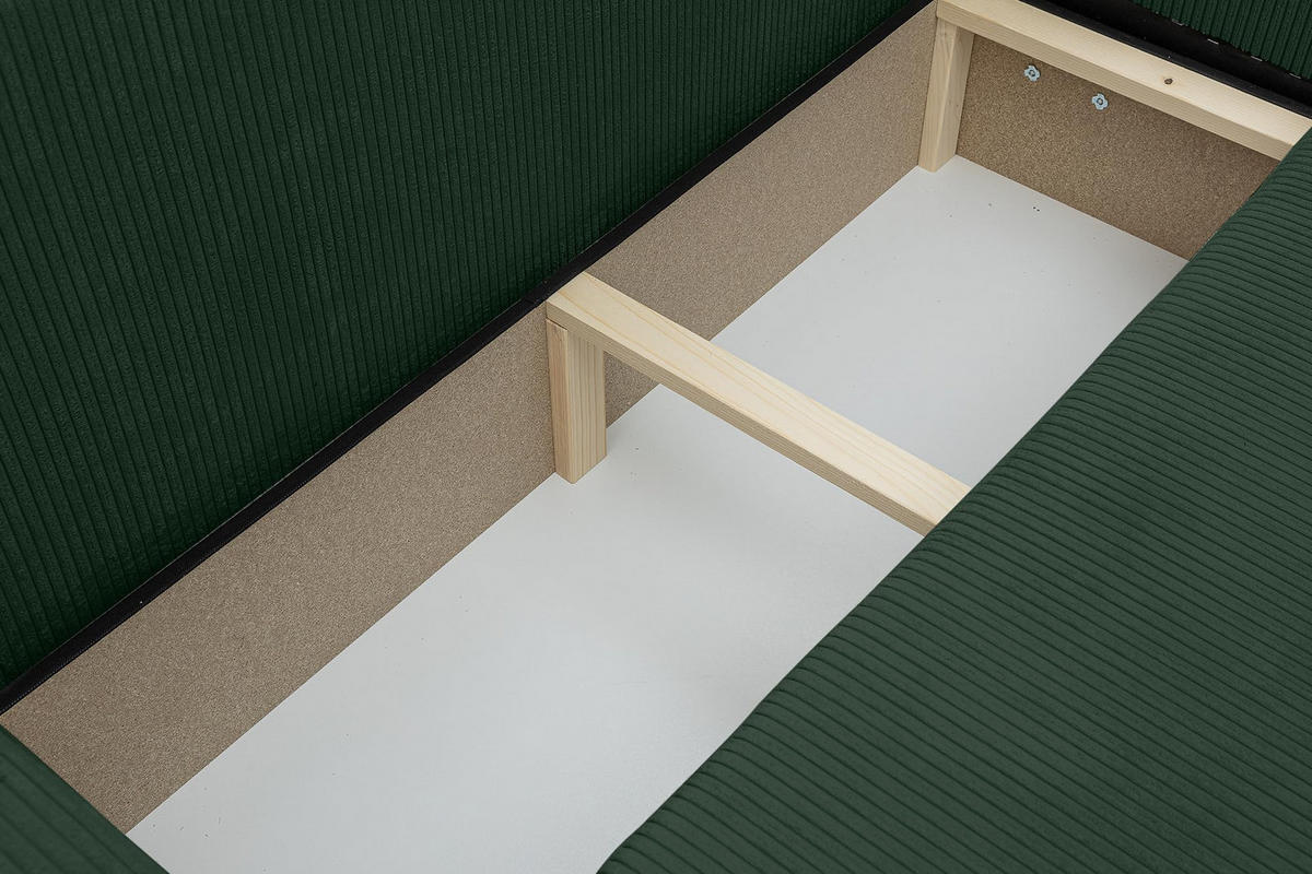 ECKSOFA Luna XL mit Schlaffunktion und Bettkasten Cord-Stoff (Grün) - Grün, Textil (274/142cm) - VENASI MÖBEL