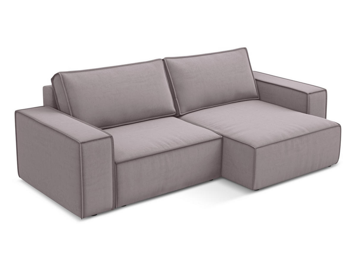 ECKSOFA mit Schlaffunktion Samt Stoff Violett - Lila/Flieder, Kunststoff/Textil (257/148cm) - Makamii