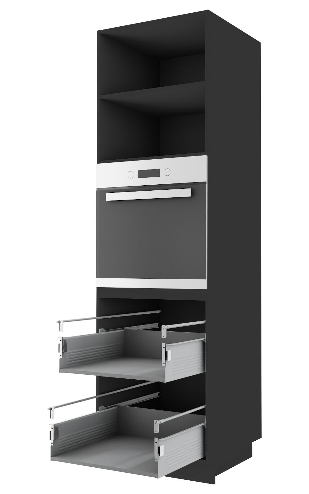 BACKOFENHOCHSCHRANK Kvantum D14/RU/2M/356 Mint Matt / Schwarz Matt 60 / 59 / 207cm - Schwarz/Mintgrün, Holz/Holzwerkstoff (60/207/59cm) - Feldmann-Wohnen