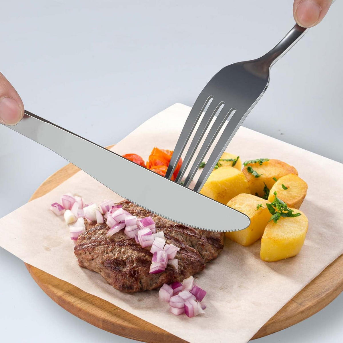 BESTECKSET 24-teilig für 6 Personen Edelstahl Hochglanzpoliert Spülmaschinenfest - Silberfarben, Metall