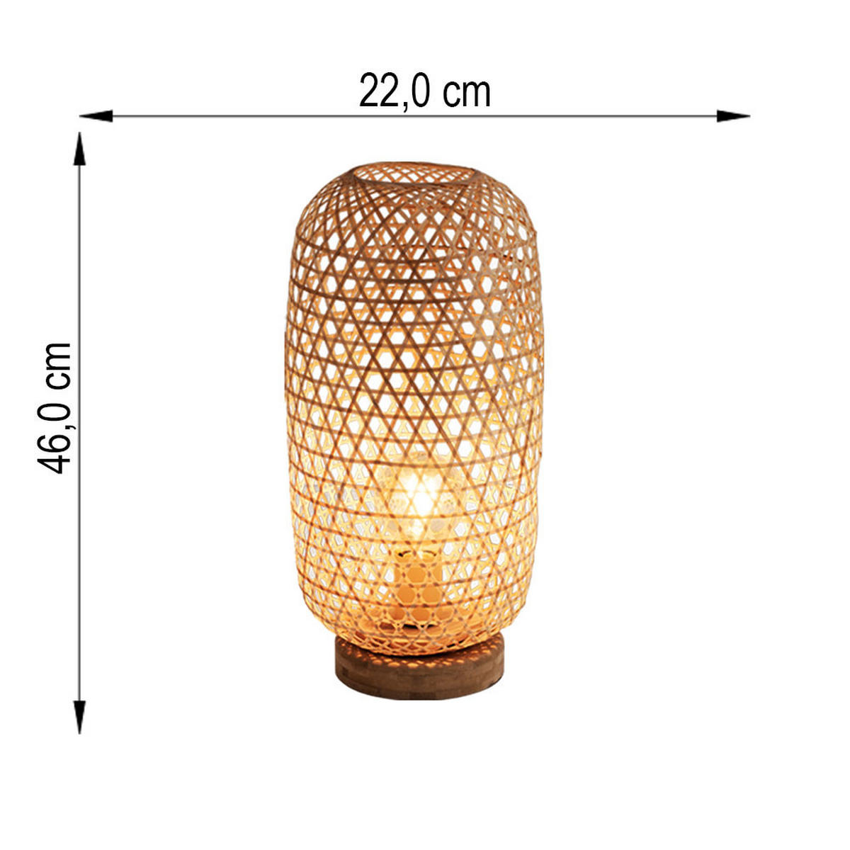 LED TISCHLEUCHTE Bambusoptik Braun - Braun, Holz (22/22/46cm) - Globo Lighting