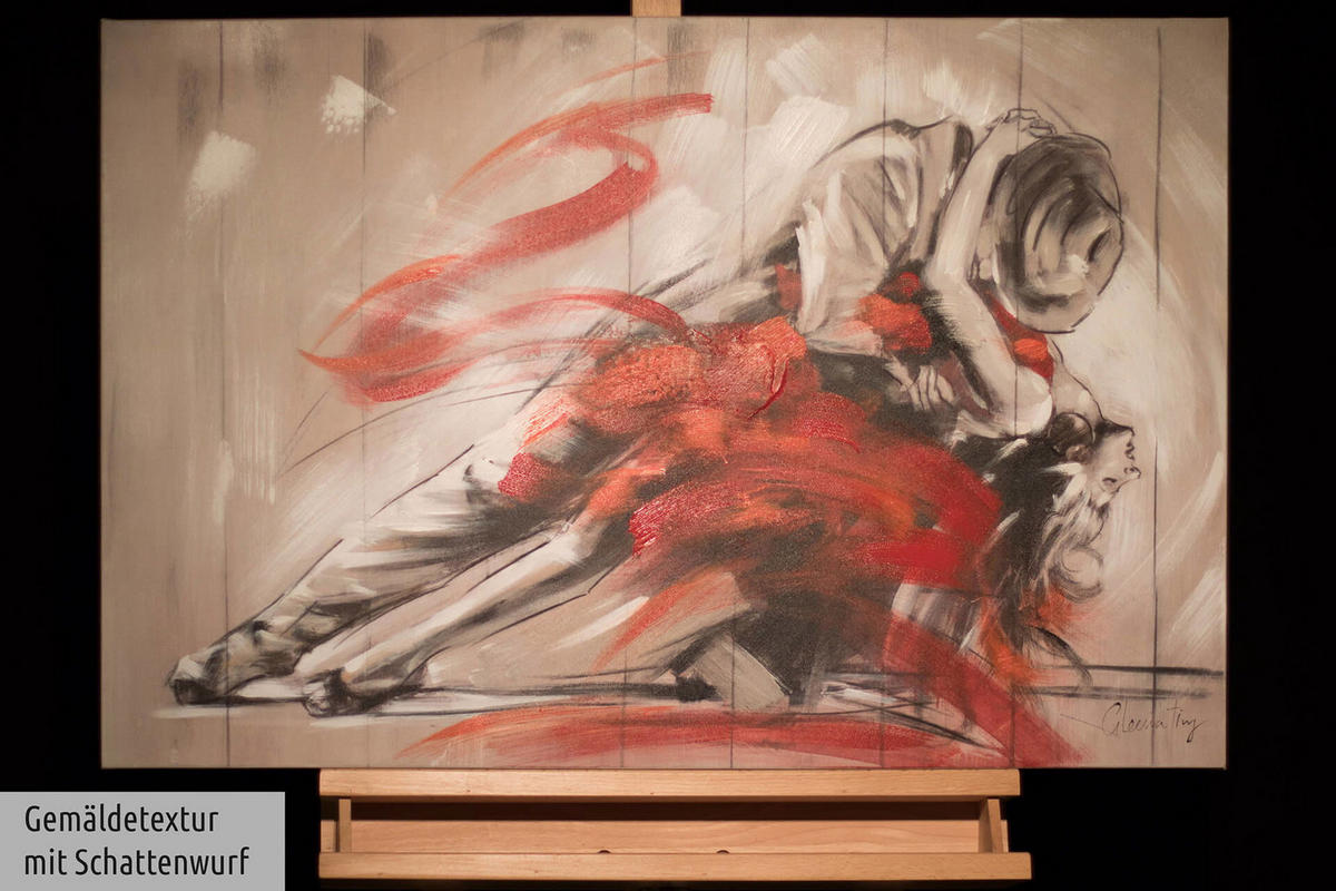 ACRYLBILD HANDGEMALT 90/60 cm - Rot, Holz/Textil (90/60cm) - KUNSTLOFT