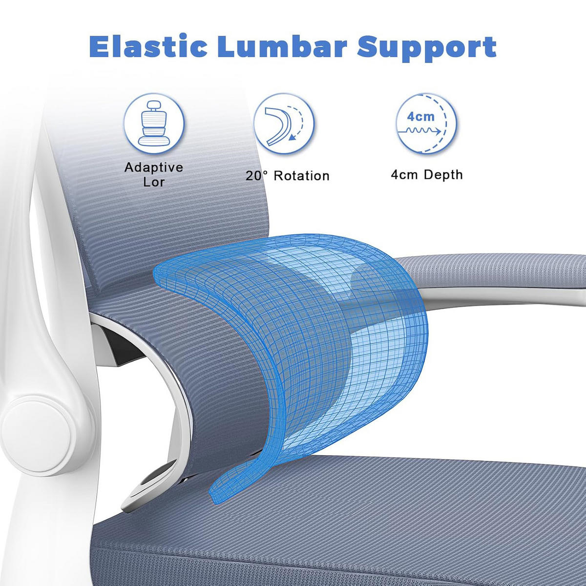 BÜROSTUHL Weiß-Blau ergonomisch Netz verstellbar - Blau, Metall (25/52.5/65cm) - Rattrix