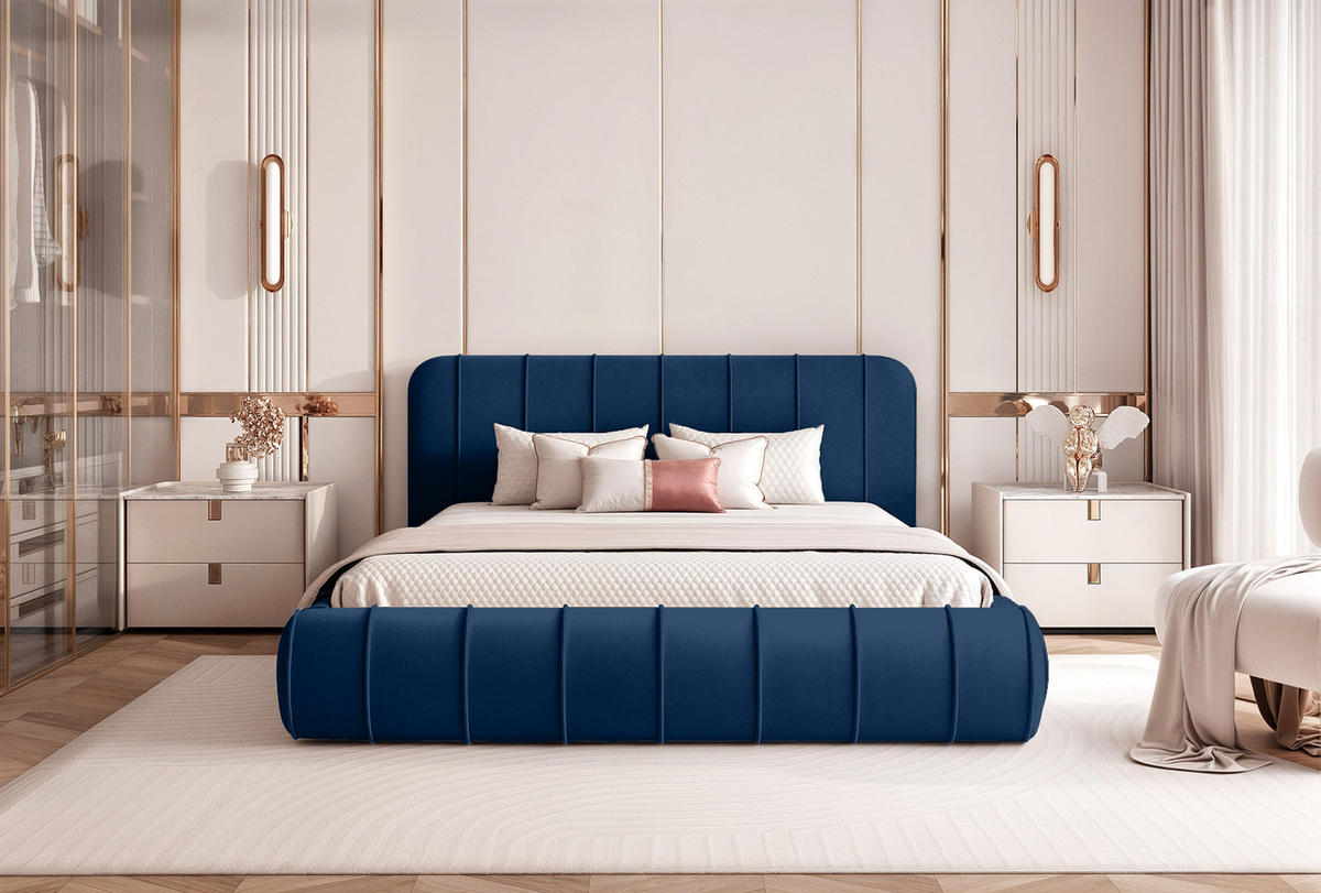 POLSTERBETT TIRO 160x200 cm, Blau - Blau, Textil (200/160cm) - Fedve