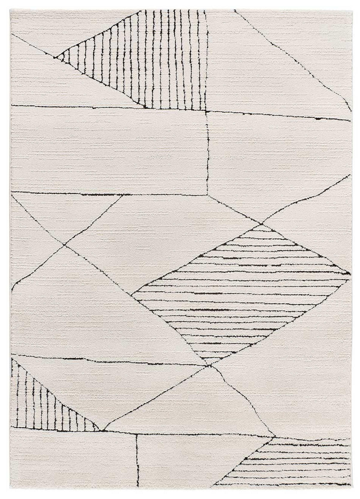 WEBTEPPICH weiß und schwarz Turin 80/150 cm - Schwarz/Weiß, Naturmaterialien/Textil (80/150cm) - Atticgo