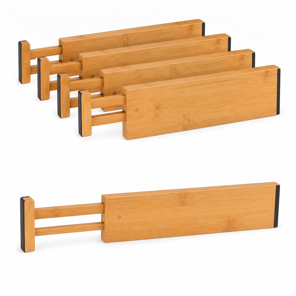 SEPARATOR SERTAR Natural negru Set-4 bambus reglabil