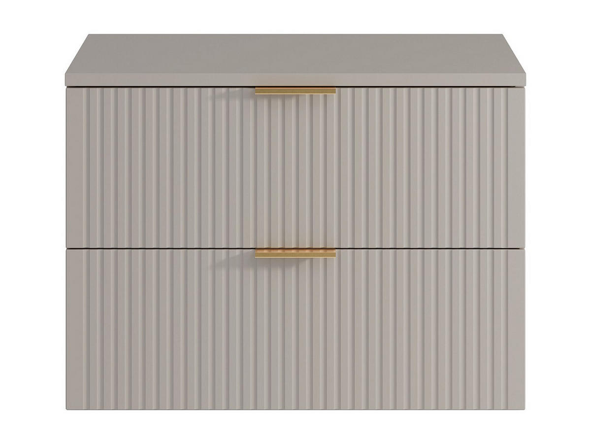 WASCHBECKENUNTERSCHRANK hängend mit Aufsatzplatte - Streifenoptik - Beige - 80 cm - ZEVARA - Beige, Holz (80/57/46cm) - Vente-Unique