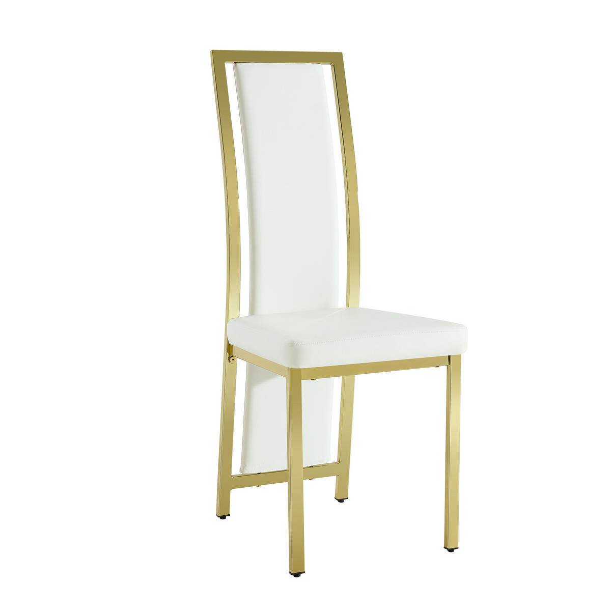 ESSGRUPPE DE-39460 5-teilig, Glastisch und 4 Stühlen mit Goldkante Weiß - Goldfarben/Weiß, Metall (88/75/88cm) - ComfortXL