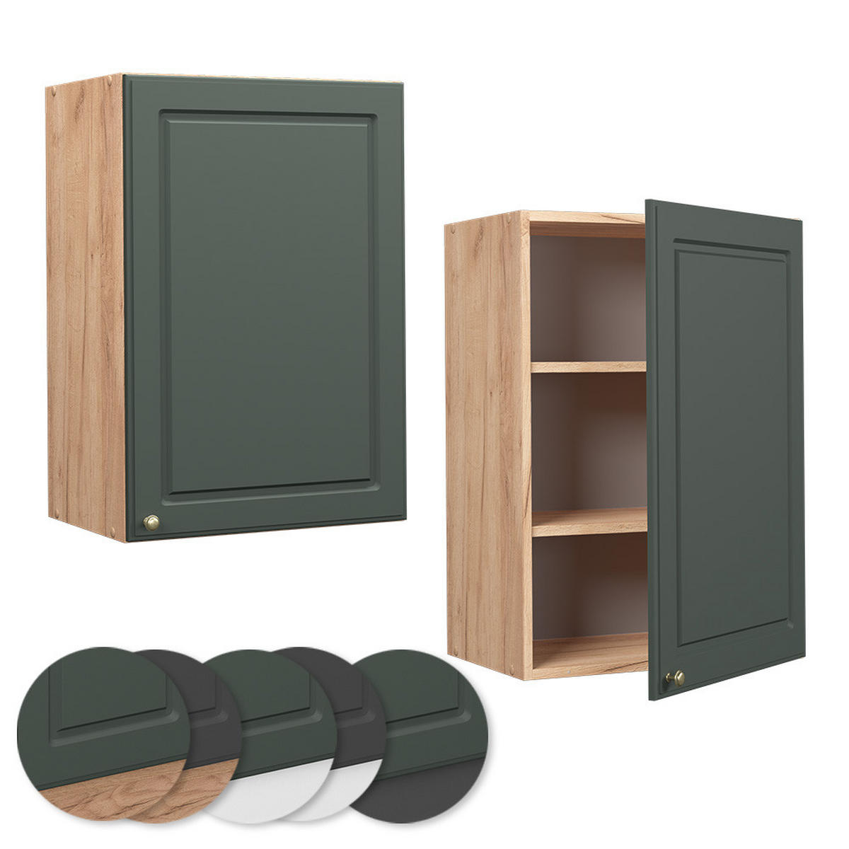 HÄNGESCHRANK Fame-Line Grün-Gold Landhaus 50 cm - Honigeiche/Eiche Wotan, Holzwerkstoff (50/72/34.1cm) - Vicco