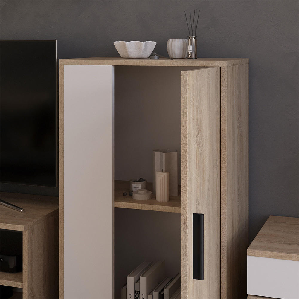 KOMMODE Berno Sonoma/Weiß 50.1 x 87.3 cm mit 2 Fächern - Weiß/Sonoma Eiche, Holzwerkstoff (50.1/87.3/28.3cm) - Vicco