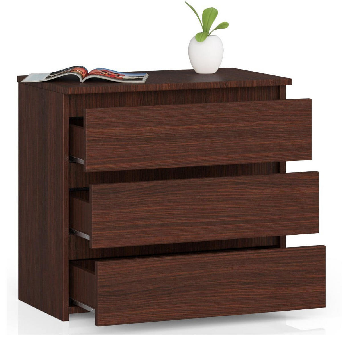 NOČNÍ STOLEK Tmavě hnědá 57/60/35 - tmavě hnědá, kompozitní dřevo (60/57/35cm) - RAUMHIRSCH FURNITURE