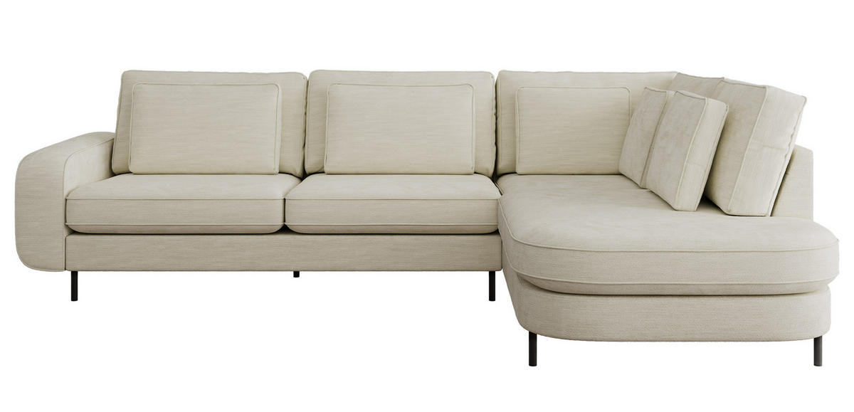 ROHOVÁ SEDAČKA CALENO L - Krémová Hrubě tkaná žinylka - Levá Strana - černá/krémová, kov/textil (317/225cm) - MKS