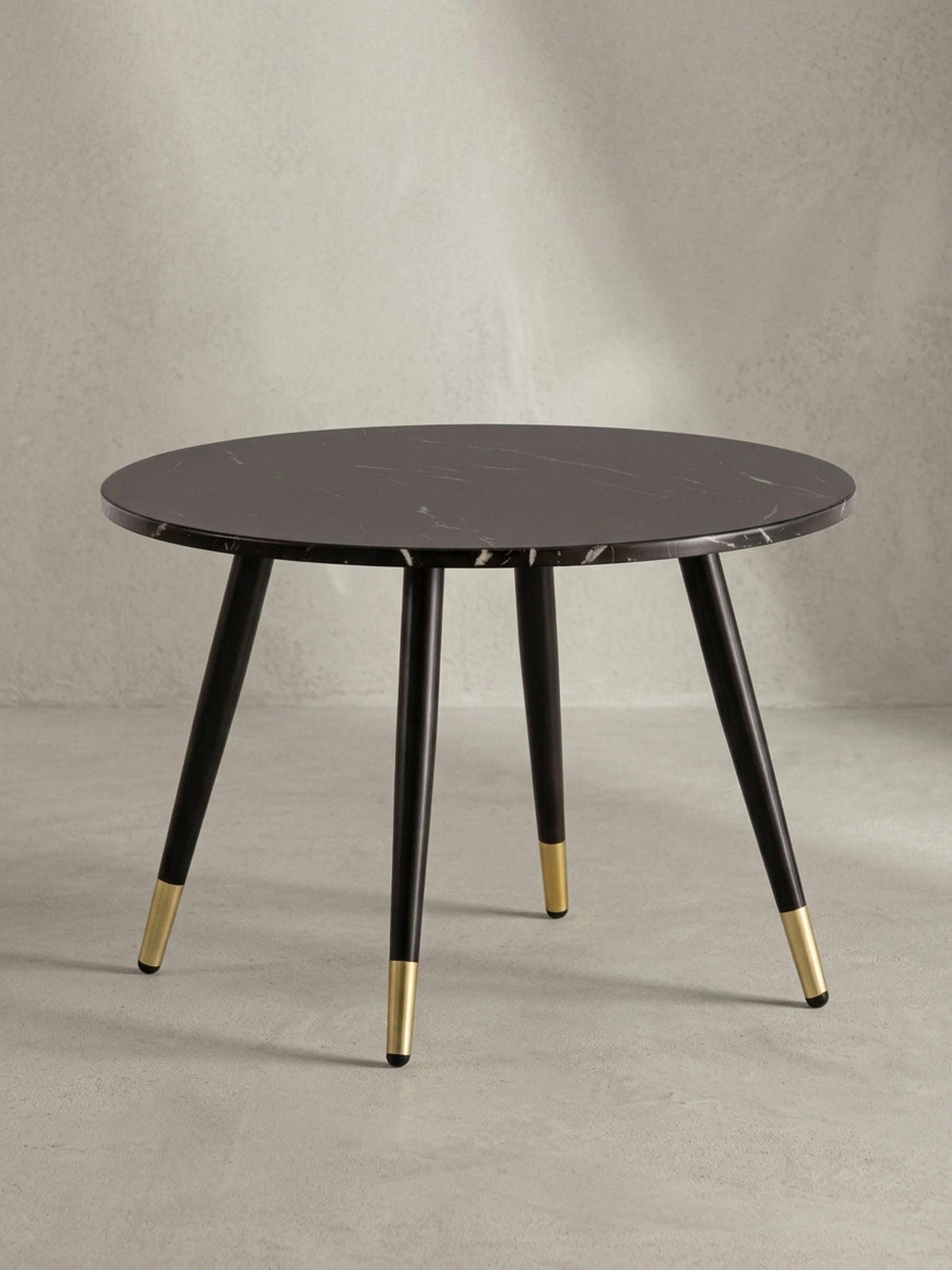 COUCHTISCH mit Marmor Optik, Modernes Design, Metall-Gestell, Runde Form, Schwarz 60x60x41 cm - Goldfarben/Schwarz, Holzwerkstoff/Metall (60/60/41cm) - KADIMA DESIGN