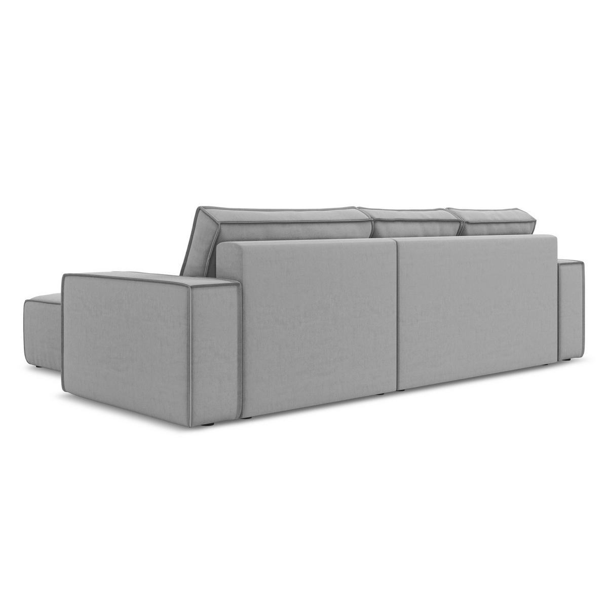 ECKSOFA mit Schlaffunktion Samt Stoff Grau - Schwarz/Grau, Kunststoff/Textil (290/185cm) - LaMiaSofa